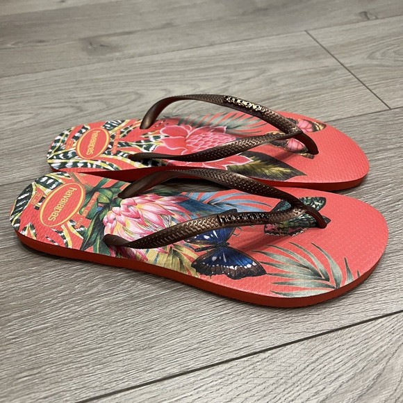 Havaianas Women’s size 9/10 M Butterfly Flower Floral Flip Flops Thongs Sandals - Picture 3 of 7
